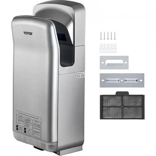 VEVOR Weatherproof Jet Hand Dryer, Luxury Electric Commercial Blade Hand Dryer, ABS Air Dryer Hand, Chrome Silver, GSJLSGS...