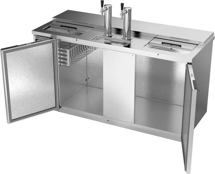 Beverage-Air Club Top Direct Draw Dispenser, Solid Door, Dual Towers Single Faucets, WxDxH: 69" x 29 1/16" x 52 ...