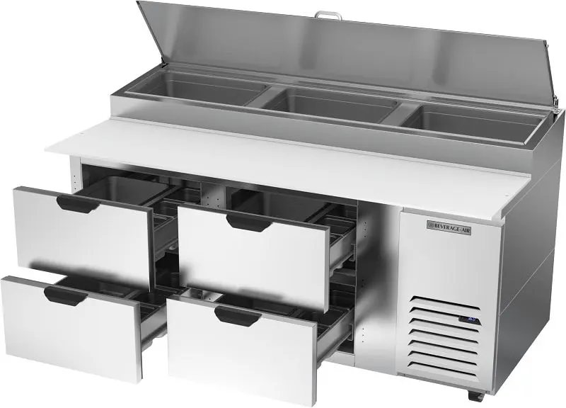Beverage-Air Deli/Pizza Prep Table Four Drawers, Exterior Dimensions: WxDxH: 72” X 37" X 53 3/8”, DPD72HC-4