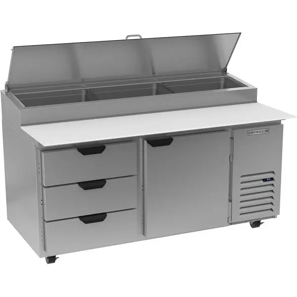 Beverage-Air Deli/Pizza Prep Table One Door and Three Drawers, Exterior Dimensions: WxDxH: 67" X 37" X 53 1/8&qu...