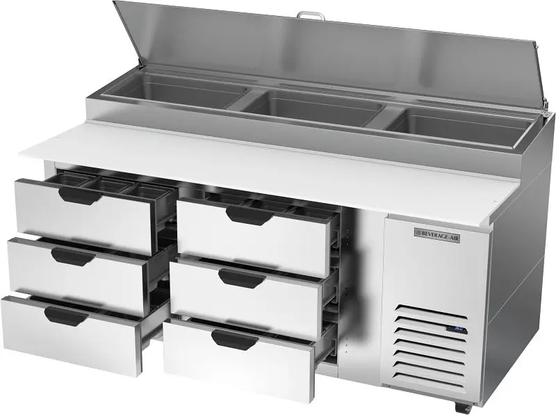 Beverage-Air Deli/Pizza Prep Table Six Drawers, Exterior Dimensions: WxDxH: 72” X 37" X 53 3/8”, DPD72HC-6