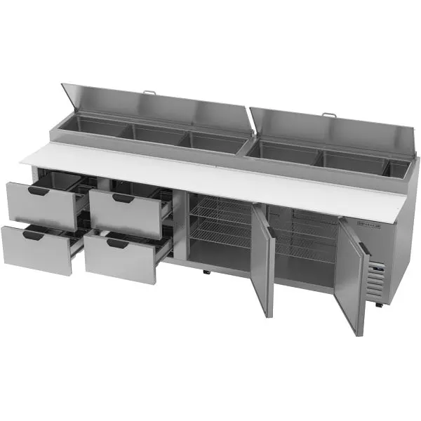 Beverage-Air Deli/Pizza Prep Table Two Door and Four Drawers, Exterior Dimensions: WxDxH: 119" X 37" X 53 1/8&qu...