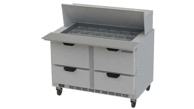 Beverage-Air Grooved Mega Top Food Prep Table Drawers, Exterior Dimensions: WxDxH: 48"W x 38 3/8"D x 49"H C...