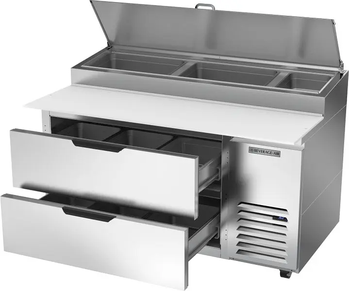 Beverage-Air Safety Deli/Pizza Prep Table Two Drawers, Exterior Dimensions: WxDxH: 60" X 37" X 53 1/4”, DPD60HC-2