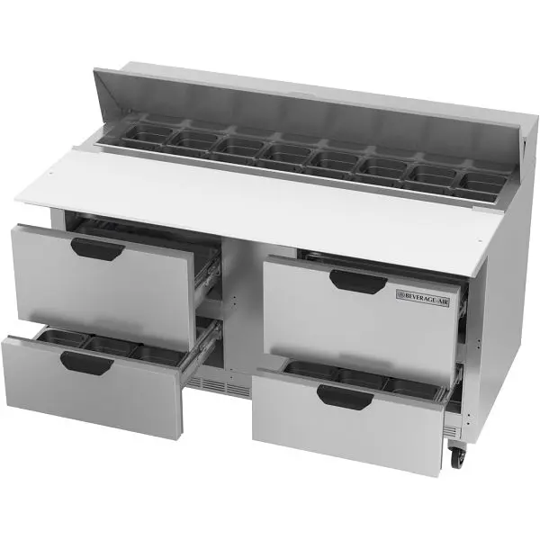 Beverage-Air Wide Food Prep Table Drawers, Exterior Dimensions: WxDxH: 60"W x 38 3/8"D x 45"H Casters, SPED...