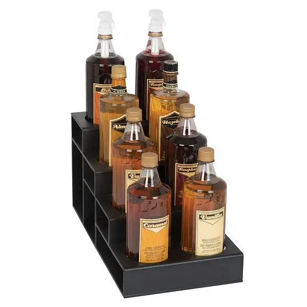 Dispense Certified-Safe Rite Eight section countertop bottle holder - Black Polystyrene, CTBH-8BT Dispense Rite