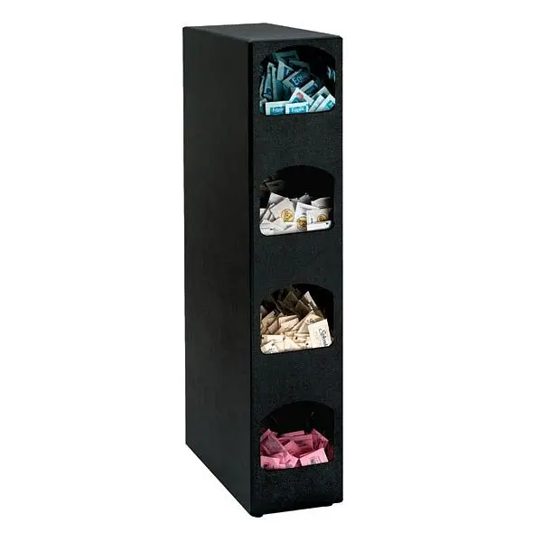 Dispense Custom Rite Four compartment countertop vertical condiment preparer - Black Polystyrene, HVCD-4BT Dispense Rite