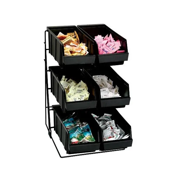 Dispense Environmentally-Safe Rite Six compartment wire rack condiment preparer - Black Wire Form, WR-COND-6 Dispense Rite