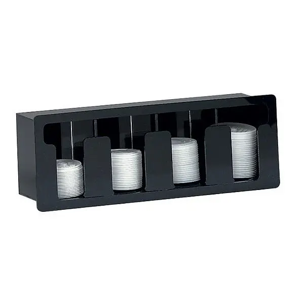 Dispense Heavy-Duty Rite Four section built- lid preparer - Jet Black Acrylic, FML-4 Dispense Rite