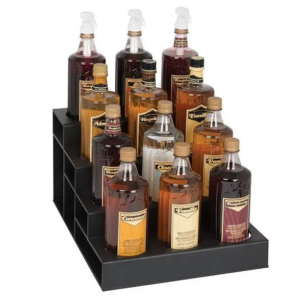 Dispense Protected Rite Twelve section countertop bottle holder - Ebony Polystyrene, CTBH-12BT Dispense Rite