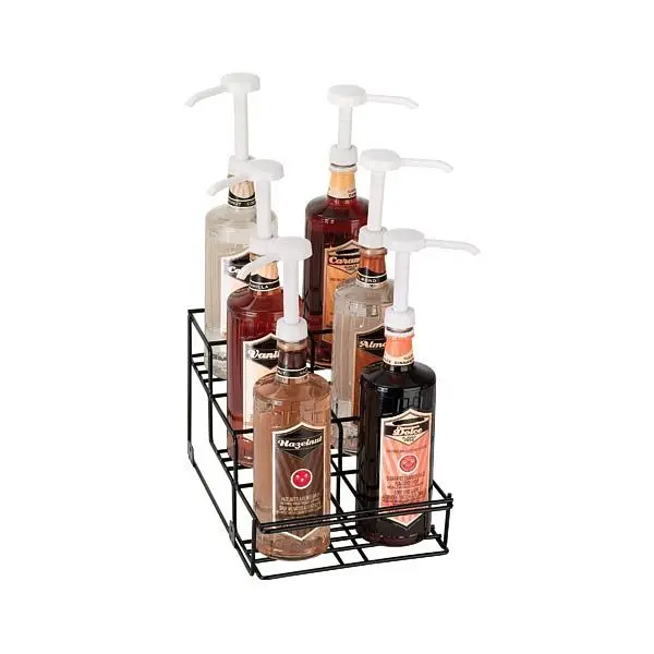Dispense Rapid Rite Six compartment wire bottle holder - Jet Black Wire Form, WR-BOTL-6 Dispense Rite