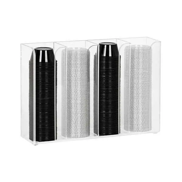 Dispense Rite Countertop or Wall Mount Portion Cup & Lid Arranger - Translucent Acrylic, Product Dimensions: 9-1/8&quo...