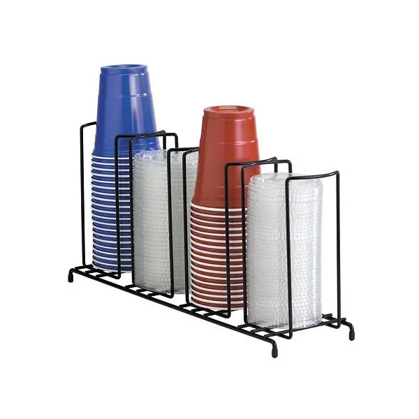 Dispense Rite Four section wire rack cup and lid preparer - Black Wire Form, WR-4