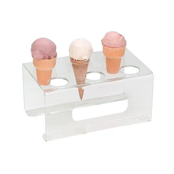 Dispense Rite Six section cone stand - 1-5/8 holes - See-Through Acrylic, CTCS-6C
