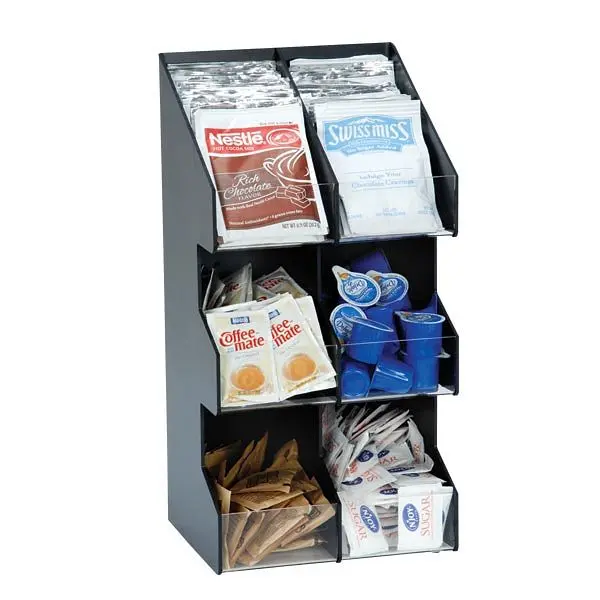 Dispense Rite Six section countertop vertical lid/condiment preparer - Matte Black Polystyrene, VCO-6