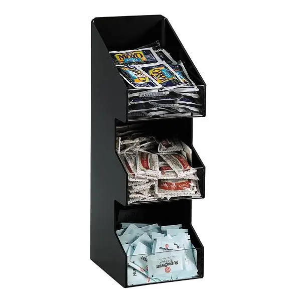 Dispense Rite Three section countertop vertical lid/condiment preparer - Onyx Polystyrene, VCO-3