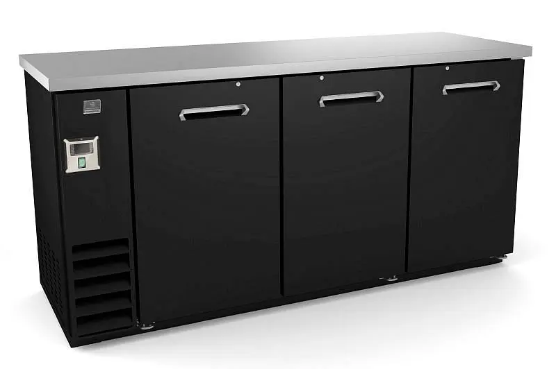 Kelvinator Authentic Commercial 3-door support bar refrigerator with black solid door, 72", R290 refrigerant gas, +33/+41°C, 738271