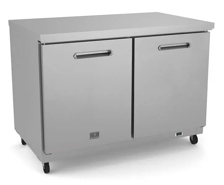 Kelvinator Certified Commercial 2-door undercounter refrigerator, 48", R600a refrigerant gas, 33/+41°F, stainless st...