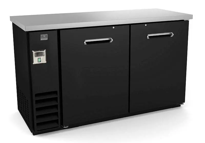Kelvinator Commercial 2-door support bar refrigerator black solid door, 60", R290 refrigerant gas, +33/+41°C, 738270