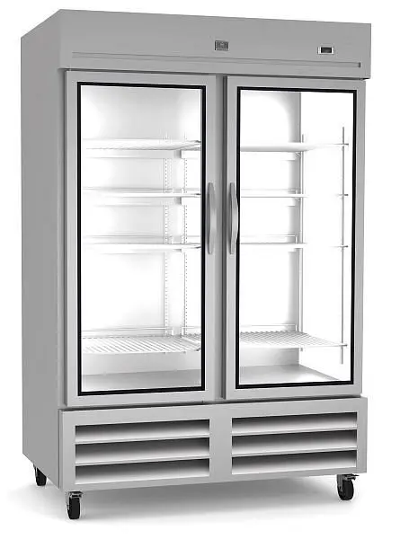 Kelvinator Commercial 2-glass door reach- refrigerator, stainless steel, 49 cubic feet, R290 refrigerant gas, +33/+41°F -...