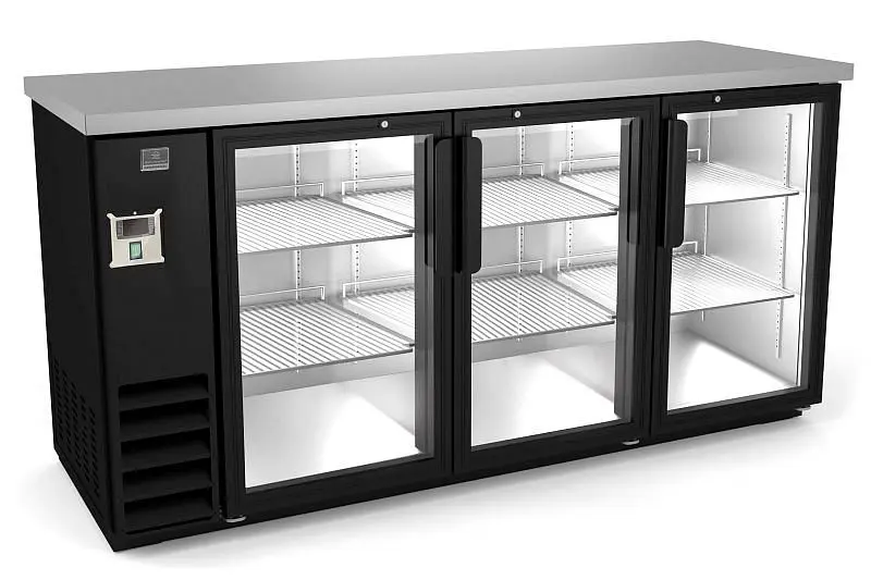 Kelvinator Commercial 3-door support bar refrigerator glass door, 72", R290 refrigerant gas, +33/+41°C, 738274