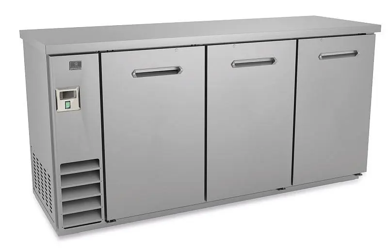 Kelvinator Modular Commercial 3-door support bar refrigerator stainless steel solid door, 72", R290 refrigerant gas, ...