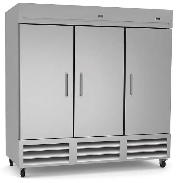 Kelvinator Smooth-Operating Commercial 3-door reach- refrigerator, stainless steel, 72 cubic feet, R290 refrigerant gas, +...