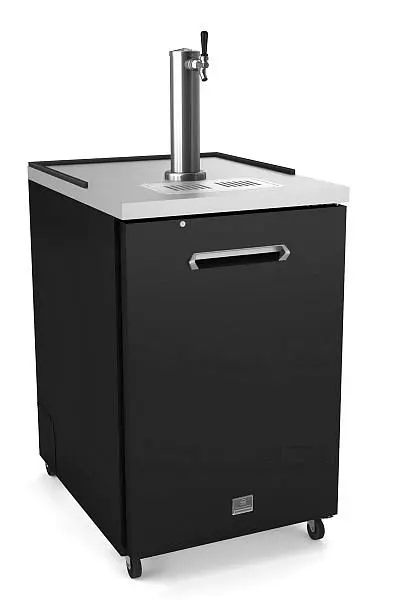 Kelvinator Visible Commercial 1-door support bar beer dispenser refrigerator 1 beer columns, black solid door, 25", R...