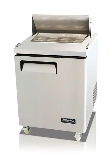 Migali Improved 27″ – 12 Pans, Big Top Sandwich Prep Table, 27.5"x30"x46.6" (WxDxH), 134A, Lift Gate in...