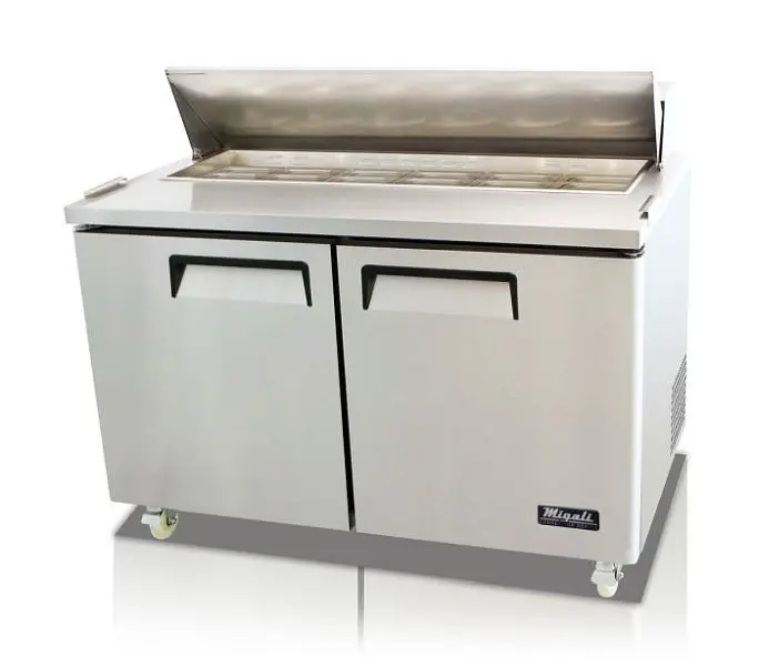 Migali Knurled 60″ – 16 Pans, Sandwich Prep Table, 60.2"x30"x43.7" (WxDxH), 134A, Lift Gate included, C...