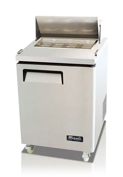 Migali 27″ – 8 Pans, Sandwich Prep Table, 27.5"x30"x43.7" (WxDxH), 134A, C-SP27-8-HC