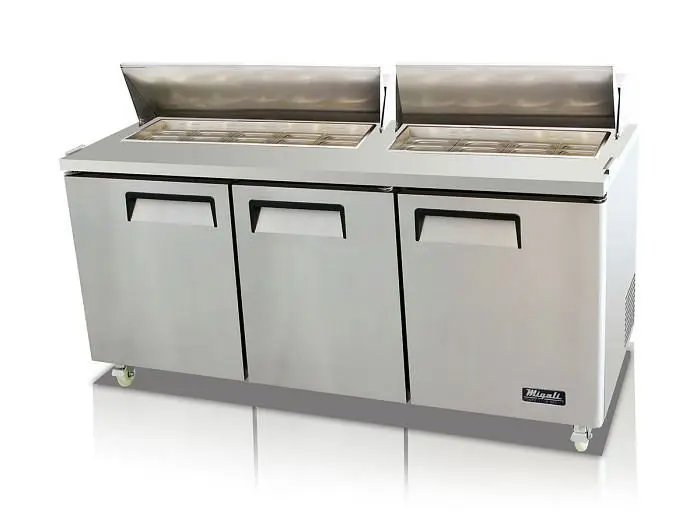 Migali 72″ – 18 Pans, Sandwich Prep Table, 72.7"x30"x43.7" (WxDxH), 134A, Lift Gate included, C-SP72-18...