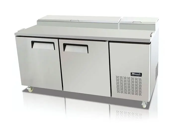 Migali 67″ Pizza Prep Table, 67"x33"x42" (WxDxH), 134A, Lift Gate included, C-PP67-HC+LG