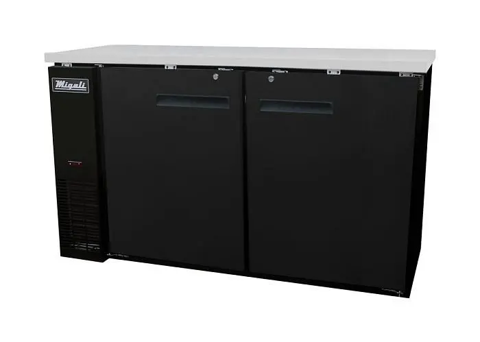 Migali 60″ Solid Door Back Bar Refrigerator, 60.8"x24.4"x35.75" (WxDxH), R290, Lift Gate included, C-BB60...