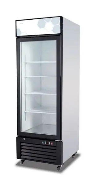 Migali Thick 23 Cubic Feet Glass Door Merchandiser Refrigerator, 27"x31.5"x81" (WxDxH), 404A, Lift Gate inc...