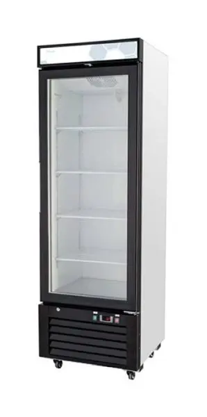 Migali Tough 12 Cubic Feet Glass Door Merchandiser Refrigerator, 24.25"x24"x76.25" (WxDxH), 404A, Lift Gate...