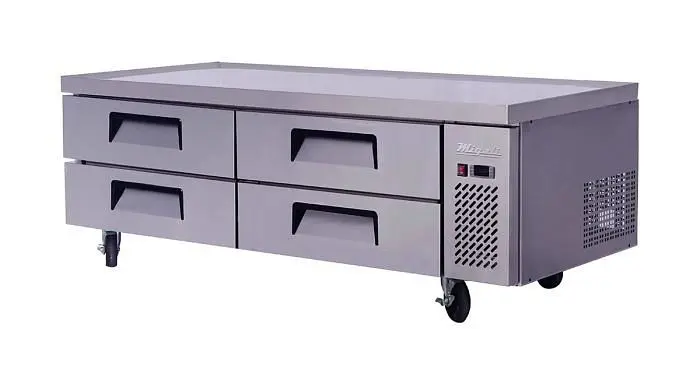 Migali 72″ Wide Refrigerated Chef Base, 72.4"x32"x26.6" (WxDxH), 134A, Lift Gate included, C-CB72-HC+LG