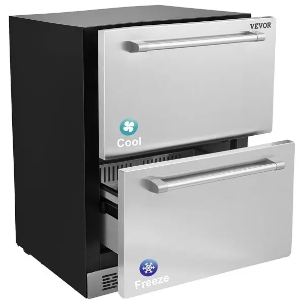 VEVOR 24" Undercounter Refrigerator, 2 Drawer Refrigerator Different Temperature, JXCTBX24YCHS42IRSV1