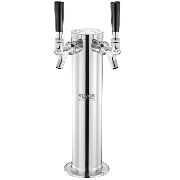 VEVOR Mini Dual Taps Draft Beer Tower Dispenser, Stainless Steel Keg Beer Tower, LTJZSLTW0000I1H18V0
