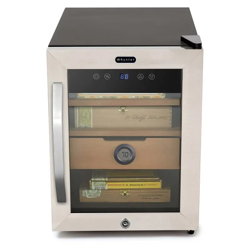 Whynter Chemical-Resistant Stainless Carbon Steel Digital Regulation and Presentation Cigar Humidor Spanish Cedar Shelves,...