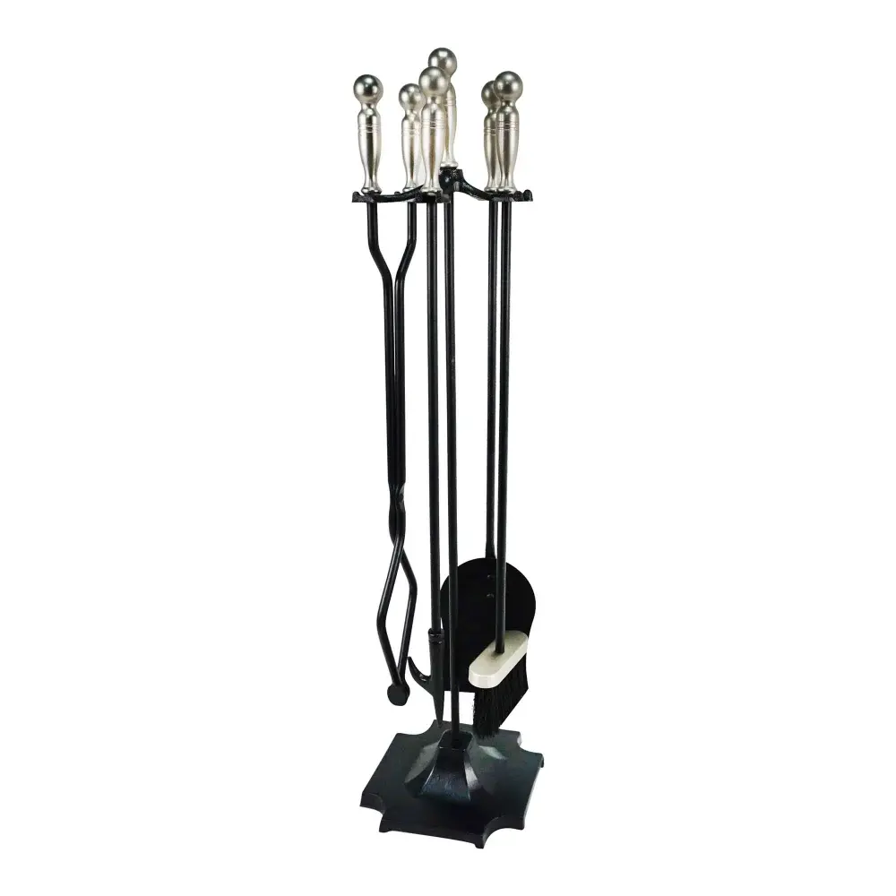 Black and Warm-toned Pedestal Fire Set from ''Grant'' Collection, 5-Piece