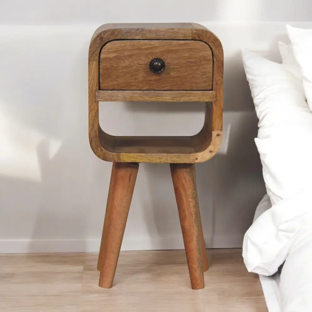 Pocket California Curved Nightstand Wth Lower Slot