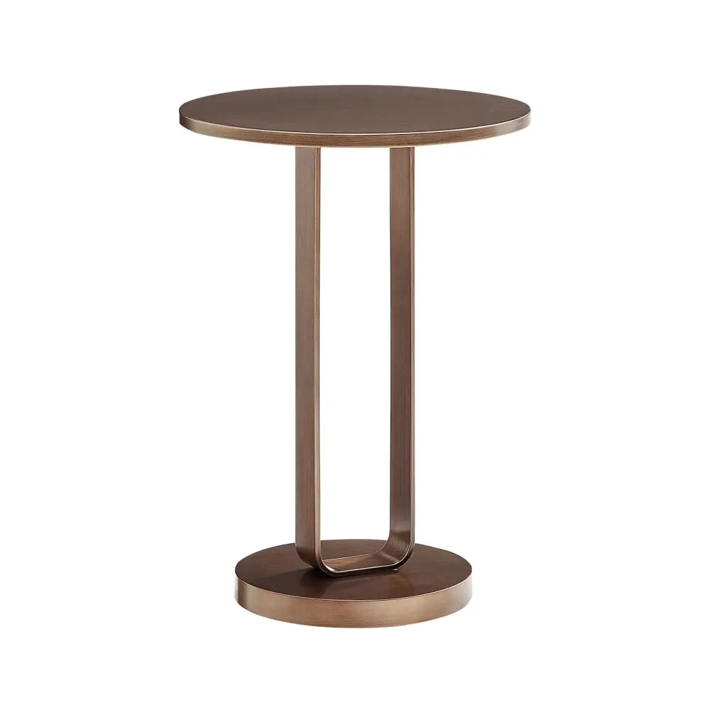 Tareel - Round Accent Table Open Oval Pedestal - Antique Rustic gold