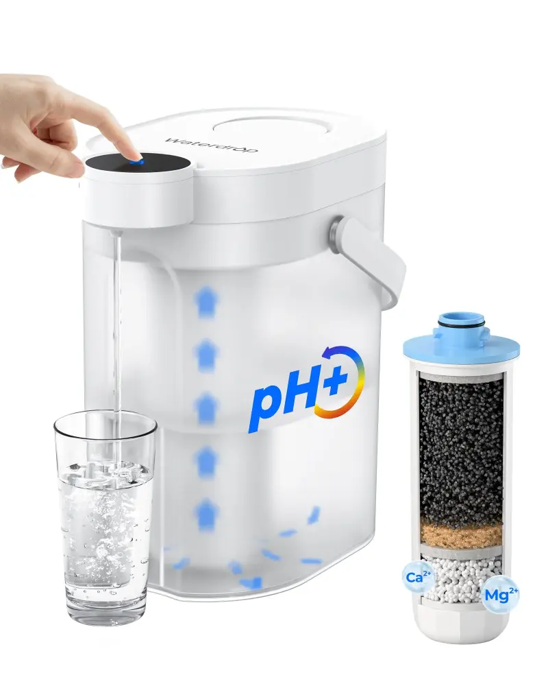 Waterdrop Alkaline Rechargeable Water Filter Dispenser, 6-Stage Instant Electric Potent Pitcher, Healthy Mineralized Alkal...