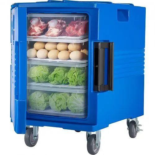 VEVOR Insulated Food Pan Carrier Front Load Catering Box Wheels 82qt Blue, SPBWXL90-C90L781AV0