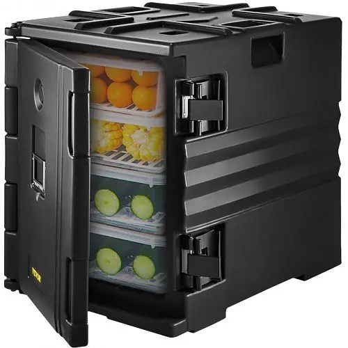 VEVOR Rapid Insulated Food Pan Carrier Front Load Catering Box Stackable 82qt Midnight Black, SPBWXH90-A90LR902V0