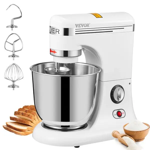 VEVOR Durable 600W Stand Mixer 11-Speed Tilt-Head Dough Mixer 7.4 Qt Bowl 3 Attachments, ZRL8L800W110V7V7RV1