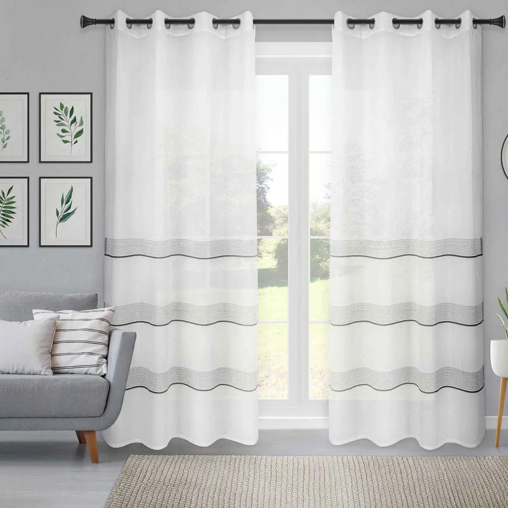 Dolly Curtain Horizontal Stripes, Alabaster