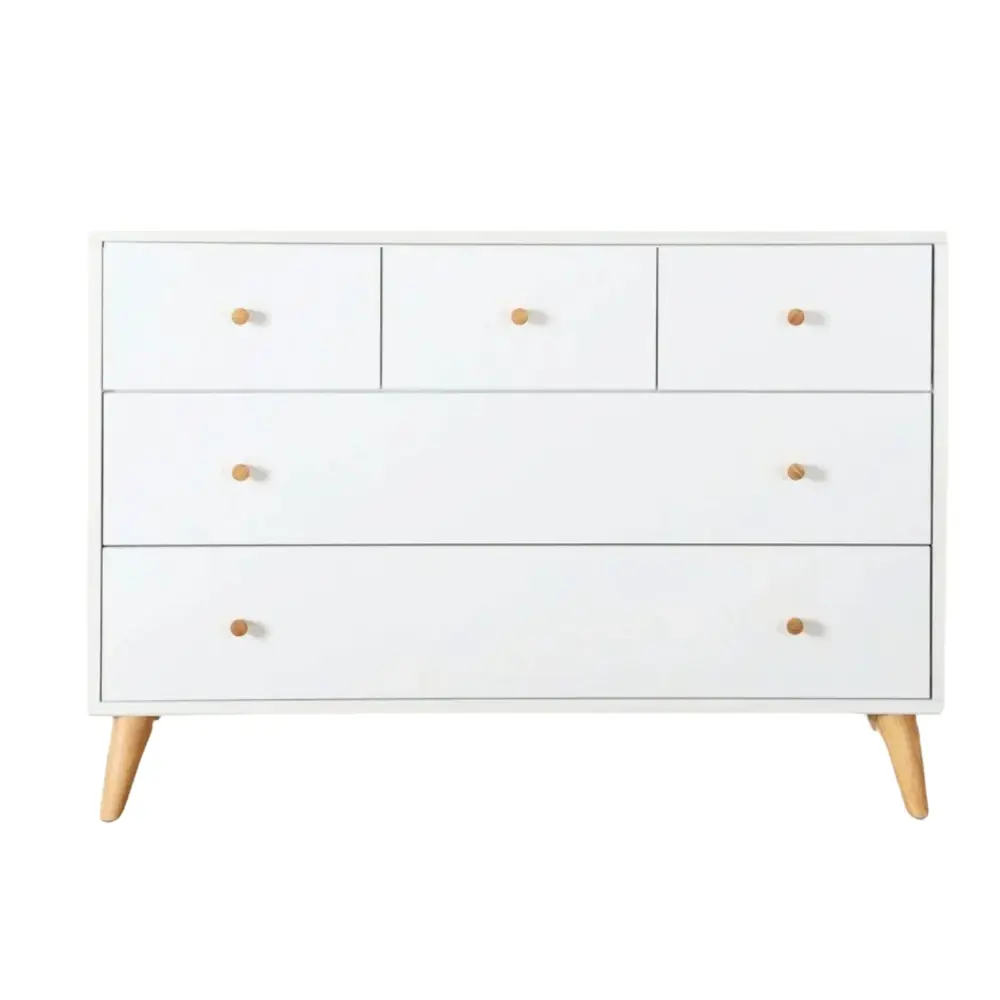 Austin 5 Drawers Dresser - Whtite / Naturel