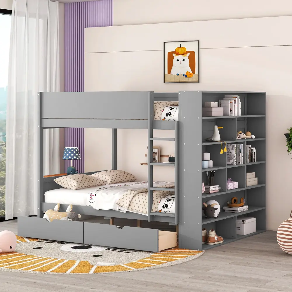 Bunk Bed 2 Drawers And Numerous Layer Cabinet